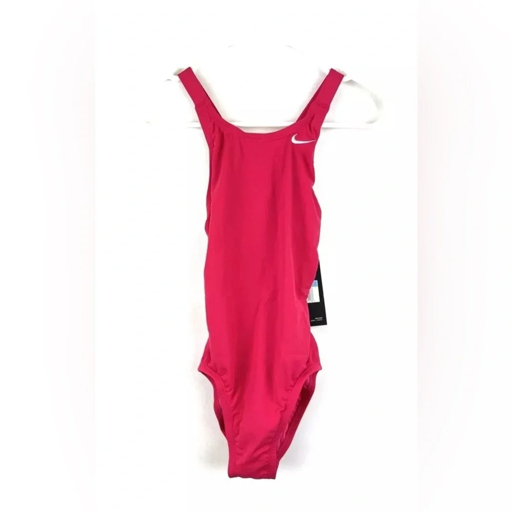 Nike Girls Solid Fast Back One Piece Swimsuit Medium